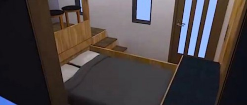 Humble Homes Creates Slide Out Bed Tiny House Design w/ No Loft Read more at http://tinyhousetalk.co