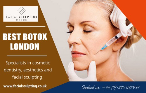 Remove lines and wrinkles with best botox in London services at https://www.facialsculpting.co.uk/aesthetics/botox-for-excessive-sweating/

Find Us: https://goo.gl/maps/CJDb9dJTYUs

Our Service:
botox London
botox in London
botox near me
botox specialist London
best botox london

The wrinkles will stay away for up to six months, after which the muscles gradually come back to life. After follow-up treatments, many patients report even better results because the muscles start getting used to be soft and loose. You will experience some bruising for a short while after best botox in London treatment.

Contact us: Facial Sculpting Limited - Chelsea Private Clinic
The Courtyard 250 Kings Road London SW3 5UE
Call:	+44 07340093939
Mail :  info@facialsculpting.co.uk

Social:
https://www.britaine.co.uk/facial-sculpting-limited-chelsea-private-clinic-F1106C30E1BD542
https://london.cataloxy.co.uk/firms/www.facialsculpting.co.uk.htm
http://www.brijj.com/dr-nina-bal
https://london.locanto.co.uk/ID_3273879586/Facial-Sculpting-Limited-Chelsea-Private-Clinic.html
https://www.hotfrog.co.uk/business/london/london/facial-sculpting-limited-chelsea-private-clinic