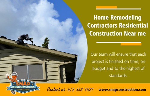 Home Remodeling Contractors Residential Construction Near Me advertising their services At https://www.snapconstruction.com/home-remodeling-contractors/

Find US: https://goo.gl/maps/G8AmdL88hAQ2

A good Home Remodeling Contractors Residential Construction Near Me will provide certificates of insurance for liability and worker's compensation before they begin repairing your roof. Verify whether the contractor will be using subcontractors. If so, it is highly recommended that everything contained within this article for verifying whether the contractor is credible should also be applied to subcontractors. You should receive the names and license numbers of all subcontractors. You should check whether each subcontractor is also insured, so you are not held liable for their accidents.

Contect Details:

Company Headquarters
Snap Construction®
8200 Humboldt Avenue South #120
Minneapolis, MN 55431

Colorado Branch
Snap Construction®
6105 S. Main Street #200
Aurora, CO 80016

Hours:
Monday – Friday 8:00 AM – 8:00 PM
Saturday – 8:00 AM – 5:00 PM

Social---

https://storage.googleapis.com/generalcategory/Home-Improvement/Window-glass-replacement-minneapolis.html
https://s3.us-east-2.amazonaws.com/generalcategory/Home-Improvement/Window-glass-replacement-minneapolis.html
https://generalblog.oss-ap-south-1.aliyuncs.com/Home-Improvement/Window-glass-replacement-minneapolis.html
https://profiles.wordpress.org/roofingcompanies/
https://www.pinterest.com/snapconstructions
https://www.youtube.com/channel/UChJ5w27Y3PYmYPt1PxjqcOw
