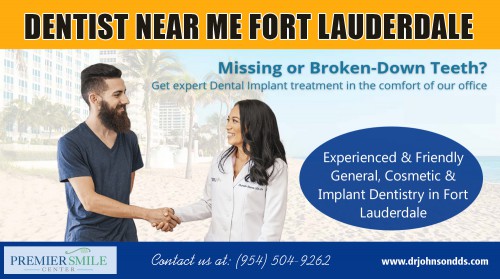 Teeth whitening in Fort Lauderdale for a complete care at https://drjohnsondds.com/contact/

Fined here: https://goo.gl/maps/5MULxavaUpL2

Service:
dentist fort lauderdale
dentist near me fort lauderdale	
dental clinic
dental implants fort lauderdale

Regular health exams and tests by doctors can help to find problems before they start. They also can help to detect problems early, when your chances for treatment and cure are better. By getting the right health services, screenings, and treatments, you are taking steps that help your chances of living a longer, healthier life. Your age, health and family history, lifestyle choices (i.e., what you eat, how active you are, whether you smoke), and other relevant factors impact what and how often you need healthcare. Teeth whitening in Fort Lauderdale is a must for proper care. 

Social:
https://spark.adobe.com/page/pGvcTAmJJIneG/
https://www.diigo.com/user/dentistfortlau
https://list.ly/dentistfortlaudrdle/lists
https://dashburst.com/dentistfortlaudrdle
https://itsmyurls.com/dentistfortlaud

Contact us:
Premier Smile Center
2717 E Oakland Park Blvd #100, Fort Lauderdale, FL 33306
Phone Number:	(954) 504 9262
Email Address :	prpremiersmilecenter@gmail.com
Hours of Operation:	Mon 9-6/Tue 9-6/ wed 11-7pm /thurs 9-5 /fri 9-2 sat&sun closed