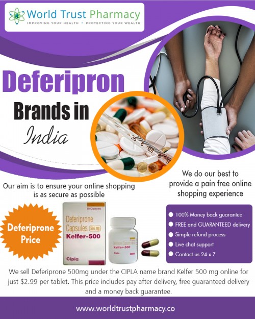 This Deferiprone Brands In India guide is based upon using the price cut card At https://www.worldtrustpharmacy.co/deferiprone-500mg-tablets-price/

Find Us: https://goo.gl/maps/iddXUDQfzkJ2

Deals in .....

eliquis 5 mg price in india
glivec 400 mg buy online india
deferiprone brands in india
why is xifaxan so expensive
entecavir generic price in india
janumet xr price in india
buy generic atripla online

This Deferiprone Brands In India guide is based on using the discount card which is accepted at most pharmacies. It makes financial sense to try Kelfer due to the fact that you could potentially save thousands of dollars on this specialty drug, whilst benefiting from the same health benefits as if your were taking the brand version. This drug contains Deferiprone as an active ingredient and is used for the treatment of excess iron in the blood and other conditions.

Social---

https://www.instagram.com/tenviremprep
https://en.gravatar.com/buytenviremonline
https://followus.com/FerriproxCost
https://kinja.com/trustgenerics
