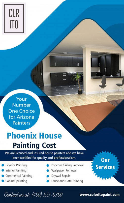Estimate the cost to paint the interior of a single room AT https://coloritopaint.com/cost-to-paint-interior-house-in-phoenix/
Find us on our Google Map : https://goo.gl/maps/4AXxvEtpsm52 

If you are open and communicate what you want and need, you can find a painting company to take care of it for you. Most of them are talented, creative, and willing to take on a challenge. If you want something unique, you will need to share information with them. They can draw up some plans to show to you. Nothing will get worked on until you both agree on policies and price. Estimate the cost to paint the interior room. 
Social : 
https://generalblog.nyc3.digitaloceanspaces.com/Home-Improvement/Arizona-Exterior-Painting-Company.html			
https://storage.googleapis.com/generalcategory/Home-Improvement/Cost-to-Paint-Exterior-Of-House-Arizona.html		
https://generalblog.oss-ap-south-1.aliyuncs.com/Home-Improvement/Residential-Painting-Arizona.html	
https://s3.us-east-2.amazonaws.com/generalcategory/Home-Improvement/Residential-Painting-Arizona.html
https://plus.google.com/u/0/communities/116845269871369959408
https://twitter.com/Arizonapainter_
https://arizonaexteriorpaintingcompany.blogspot.com/

Deals In : 
House painters in Phoenix
cost to paint interior
house exterior painters cost in phoenix
Phoenix house painting 
cost to paint interior house in phoenix

Address- 456 e Huber st Mesa , Arizona  85203
Call us: (480) 521-8380
mail us: Support@ColoritoPaint.com