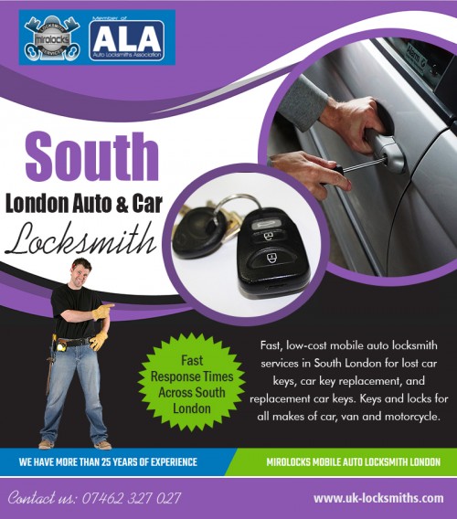 South London Locksmith for Lost Car Keys available with mobile service at https://uk-locksmiths.com/ 

Visit : 

https://uk-locksmiths.com/car-key-replacement/ 
https://uk-locksmiths.com/lost-car-keys/ 

Find Us : https://goo.gl/maps/79PKwBpBzwy 

Locksmiths can also install an entire locking system throughout the property. This often includes the installation of individual locks on garages and other similar home additions. There are also advanced security services that can be requested by different providers. For example, the installation of a safe or a vault in a room is a possibility. For more progressive providers, the building of an efficient panic room can be an option. Other than installing a home security system, South London Locksmith for Lost Car Keys can also provide essential services such as key duplication, key cutting, and lock picking.

Our Services : 

Locksmiths Services 
Car Locksmith 
Auto Locksmith 
Locksmith South London 

Email : info@uk-locksmiths.com 
Phone : 07462-327-027 

Social Links : 

https://www.instagram.com/carlocksmithsuk/ 
https://twitter.com/carlocksmithsuk 
https://plus.google.com/115071356956037437950 
https://www.pinterest.co.uk/carlocksmithsuk/ 
https://www.facebook.com/MirolocksLocksmithService 
https://www.youtube.com/channel/UCKF_1rseMEh3eysmX2-t6PQ