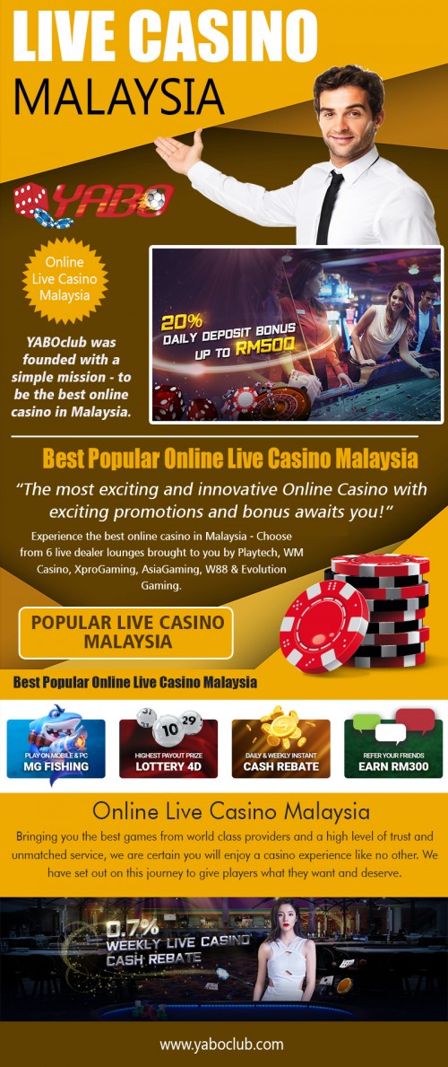 Visiting Best Popular Online Live Casino Malaysia to get more dollar http://yaboclub.com/my/live-casino 

Service us

best popular online live casino malaysia	
popular live casino malaysia
online live casino malaysia
live casino malaysia
malaysia live casino
best live casino malaysia

With the emergence of the online casino, people do not have to fly or drive to a faraway casino to play their favored games. Changing times and new innovations resulted in the growth and popularity of the internet casinos these days. Considering the present scenario, the online casino has developed as the most entertaining and enticing means to check out a number of Best Popular Online Live Casino Malaysia under one roof.

Social

https://www.instagram.com/yaboclubmy/
https://www.goodreads.com/user/show/88134656-sportsbet-malaysia
https://kinja.com/sportsbetmalaysia
http://www.alternion.com/users/sportsbetmalaysia/
https://www.scoop.it/u/sportsbetmalaysia