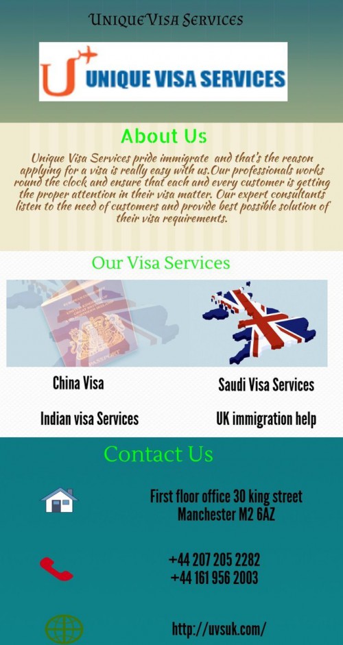 If you want to be involved in the complexity of the Indian visa and any travel visa process service location of in the UK. Then come to Unique Visa Services today! We provide immigration information and cheap Indian visa application working for your required.

https://www.uvsuk.com/india-visa-service/