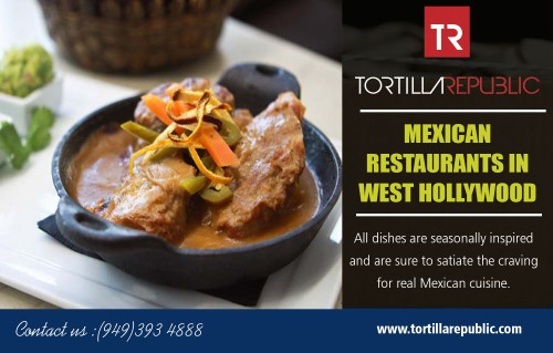 Mexican Restaurants Near Me are becoming more popular throughout the country at https://tortillarepublic.com/mexican-restaurants-west-hollywood/

Services: 
Mexican Restaurants
Tacos Near Me
Mexican Restaurants Nearby
Mexican Food Near Me
Mexican Restaurants Near Me

Mexican food has a reputation for being spicy, and if you wish to try a tasty dish, then a hot chili con carne could be a great start. If however, you want to be more adventurous then you can try a hot and spicy burrito or enchilada, cooked to your tastes, and with as much spice as you can handle. Of course, Mexican Restaurants Near Me, one ingredient that you will find in Mexican food that makes their dishes extra hot is some jalapeno chili peppers. These spice up your recipe, and if you order them as a side dish, then you need to be prepared to have a cold Corona with a slice a lemon to wash it down with it.

Tortilla Republic West Hollywood
LOCATION-
HAWAII
2829 Ala Kalanikaumaka St.
Koloa, HI 96756
(808) 742-8884

Hours Of Operation
Mon 3:00 pm - 10:00 pm
Tue to Thu 11:30 am - 10:00 pm
Fri 11:30 am - 11:00 pm
Sat to Sun 10:00 am - 11:00 pm

Social:
https://www.unitymix.com/MexicanRestaurants
https://www.diigo.com/profile/mexicanrestauran
https://trello.com/mexicanrestaurants
https://padlet.com/MexicanFoodNearMe
https://followus.com/MexicanFoodNearMe
https://en.gravatar.com/tacosnearme
http://uid.me/mexicanrestaurants
http://mexicanfoodnearme.strikingly.com/
https://disqus.com/by/disqus_2mHCSiAA3D/
https://www.smore.com/u/mexicanrestaurants6
https://en.gravatar.com/tacosnearme
http://mexicanfoodnearme.emyspot.com/
https://tacosnearme.zohosites.in/
https://mexicanfoodnearme.voog.com/
http://mexicanrestaurantsnearby.site123.me/