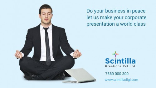 Scintilla Kreations is the best corporate presentation video makers in Hyderabad, India. Corporate presentation makers that empower your message in the most impactful way, Scintilla Kreations is the place where each corporate presentation is enhanced with a cutting-edge concept. 
• We are providing best creative ad agency services Ad filmmaking, Best Branding, Corporate filmmaking, Graphic walkthrough videos, corporate presentation videos, branding solution, and media buying services, FM radio ads, Commercial TV ads, and TVC makers. Visit our website: http://scintilladigi.com/
• For more details call us: 9030006330 // reach us: #8-3-993, Plot No.7, Doyen Galaxy, 2nd Floor, Srinagar Colony, Hyderabad, Telangana 500073.