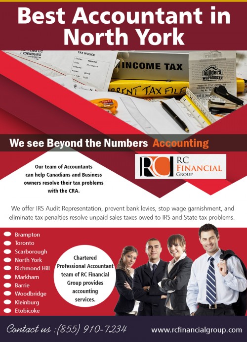 Tax Accountant In Mississauga - Reasons Why You Might Want to Hire One at http://rcfinancialgroup.com/north-york-accountant/

Services:
Accountant in North York
North York Accountant
best accountant in North York
tax accountants in North York

You are not willing to keep up to date with Tax Accountant In Mississauga advances and changes - Though you might have some knowledge of tax law from previous years, that does not equate to an adequate understanding of current tax laws. They change every year, with new rulings put forth and the IRS, as well as new judgments. While your newspaper could keep you apprised of some new rules, they will not cover everything, so you have to stay on your toes, or hire a professional tax accountant to help you through the process.

Address: RC Accountant - CRA Tax
1290 Eglinton Ave E, Mississauga, ON L4W 1K8
PHONE: +1 855-910-7234
Email: info@rcfinancialgroup.com

Social:
https://adamleherfinancialgroup.hatenablog.com
http://markhamaccountant.revolublog.com/
https://adamleherfinancial.wixsite.com/north-yorkaccountant/taxreturnserviceinbrampton
https://torontobookkeeping.page.tl/Tax-Return-In-Scarborough.htm
https://etobicokeaccount.sitey.me/tax-return-in-scarborough
https://theoldreader.com/profile/rcfinancialgroup
