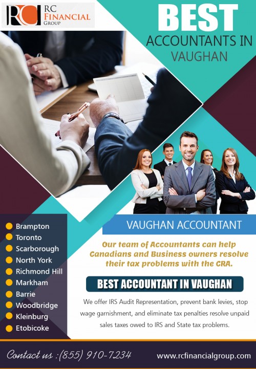 Tips On Hiring The Best Accountant In North York at http://rcfinancialgroup.com/tax-accountant-in-vaughan/

Services:
best accountant in Vaughan 
Vaughan Accountant

The tax season can be highly stressful for many individuals. You may not know how to fill out a tax form correctly, and because of this, you worry about getting audited. If you are filing your taxes for the first time or if you are not entirely sure of how to submit your charges, you may want to invest in professional accounting services. Although you may save money by trying to do your taxes, it is important to file your charges correctly so that you can avoid trouble from the IRS. Professional Canada Revenue Agency will save you a lot of stress during the tax season, and they are usually affordable.

Address: RC Accountant - CRA Tax
1290 Eglinton Ave E, Mississauga, ON L4W 1K8
PHONE: +1 855-910-7234
Email: info@rcfinancialgroup.com

Social:
https://mississaugaaccountant.blogspot.com/
https://mississaugataxaccountant.wordpress.com
http://all4webs.com/scarboroughaccountant/taxreturnservice.htm
http://bookkeepingaccountant.tumblr.com
http://vaughanaccountant.weebly.com/
http://markhamaccountant.wikidot.com/