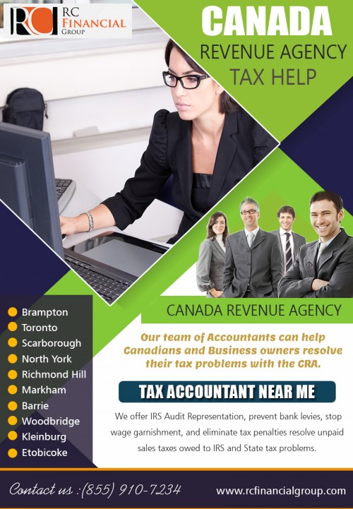 Find the Best Accountant In Mississauga For Your Business Taxes at http://rcfinancialgroup.com/

Services:
Mississauga accountant
tax accountant in Mississauga
best accountant in Mississauga
tax accountant near me
canada revenue agency
canada revenue agency tax help
help with cra tax letter

Best Accountant In Mississauga are the financial experts who understand all the government rules and regulations that determine the amount of money owed to federal, state or local agencies. Not only can these professionals find the appropriate ways to save money on taxes owed, but they can also advise clients about managing their assets to minimize tax penalties, inform them of changes in tax laws, and assist them in any legal disputes or audits that arise. For potential clients, choosing the right tax professional means understanding the training, credentials, and specializations that tax accountants may possess.

Address: RC Accountant - CRA Tax
1290 Eglinton Ave E, Mississauga, ON L4W 1K8
PHONE: +1 855-910-7234
Email: info@rcfinancialgroup.com

Social:
https://followus.com/mississaugaaccountant
https://kinja.com/rcfinancialgroup
https://itsmyurls.com/vaughanaccount#
https://www.plurk.com/Etobicokeaccount
https://en.gravatar.com/mississaugataxaccountant
https://www.instagram.com/rcfinancialgroup/
https://twitter.com/RCfinancialGrp
https://spark.adobe.com/page/uyW8w1VIj0XTA/
https://plus.google.com/u/0/communities/106361644880277433919