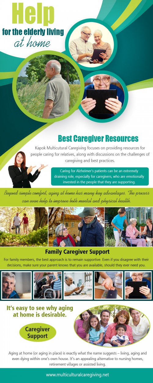 The kinds of services available to help for the elderly living at home at http://www.multiculturalcaregiving.net/

Providing or arranging for the care of somebody else, may be complicated in several ways: logistically, physically, and emotionally. It may be overwhelming to navigate the maze of services available, to deal with the contradictory feelings that could come up about the individual being cared for, and also to take care of one's own physical and emotional demands. The sorts of solutions available to help for the elderly living at home.

My Social :
https://ello.co/bestcaregivers
https://archive.org/details/@best_caregivers
https://profiles.wordpress.org/bestcaregivers
https://www.ted.com/profiles/11568311

Deals In....
Caregiver Support
Homecare For The Elderly Living In Own Home
Help For Caregivers
Meals For Seniors
Elder Care Help
Best Caregiver Resources
Caregiver Resource
Help For The Elderly Living At Home
Family Caregiver Support
Caregiver Assistance