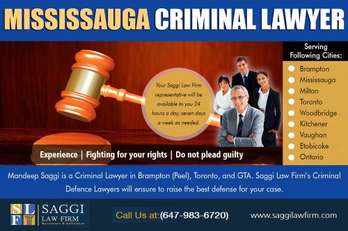 Criminal Lawyer Mississauga in Brampton & Mississauga - The Key to a Better Place in Brampton & Mississauga at http://saggilawfirm.com/criminal-law/

Service us 
Criminal Lawyer Mississauga in Brampton & Mississauga
Mississauga Criminal Lawyer in Brampton & Mississauga
Criminal Lawyer Mississauga in Brampton & Mississauga
Criminal Defence Lawyer in Brampton & Mississauga
Criminal Lawyers In Mississauga in Brampton & Mississauga
Criminal Lawyer in Brampton & Mississauga

There are different sort of criminal lawyers like if you have dedicated a federal criminal activity then you ought to look for federal criminal attorneys. So better choose thoroughly of which to pick particularly if the penalty that you will certainly offer is life time imprisonment or other severe punishments. If you are having a tough time searching for the best Brampton Criminal Lawyer after that there are some things which you have to always remember. If you have been accuseded of a criminal offense and also you are searching for a person that could protect you in the court make sure that you recognize exactly what a criminal lawyer is as well as does. 

Contact us
2250 Bovaird Dr E #206, Brampton, ON L6R 0W3, Canada
PHONE- +1 647-983-6720

Find us 
https://goo.gl/maps/Mrs2VTBpHS22

Social 
https://www.instagram.com/bailhearingcanada/
https://twitter.com/BramptonLawyers
http://www.facecool.com/profile/BramptonCriminalLawyer
https://list.ly/mandeepsaggisocial/
https://itsmyurls.com/saggilawfirm