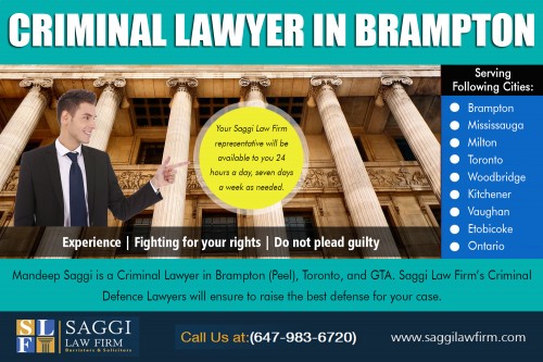 First offence assault ontario in Brampton & Mississauga Are Unique Specialists at https://saggilawfirm.com/other-services/

Service us 
Criminal Lawyer Mississauga in Brampton & Mississauga
Mississauga Criminal Lawyer in Brampton & Mississauga
Criminal Lawyer Mississauga in Brampton & Mississauga
Criminal Defence Lawyer in Brampton & Mississauga
Criminal Lawyers In Mississauga in Brampton & Mississauga
Criminal Lawyer in Brampton & Mississauga

First offence assault ontario in Brampton & Mississauga keeps you updated with the improvements in the case. It is currently to use the internet to obtain the perfect criminal defense legal professional. A number of attorneys have an online presence along with details about their particular credentials. Criminal Defense Attorneys Near Me resources are available online. A criminal attorney at law who practices defense legislation can wear a number of different hats, from defending someone against a speeding ticket to representing an alleged criminal during a homicide trial.

Contact us
2250 Bovaird Dr E #206, Brampton, ON L6R 0W3, Canada
PHONE- +1 647-983-6720

Find us 
https://goo.gl/maps/Mrs2VTBpHS22

Social 
https://www.yelloyello.com/places/saggi-law-firm-brampton
http://www.facecool.com/profile/BramptonCriminalLawyer
https://ello.co/criminallawfirmstoronto
https://profiles.wordpress.org/saggilawfirm/
https://trello.com/mississaugacriminallawyerforhire