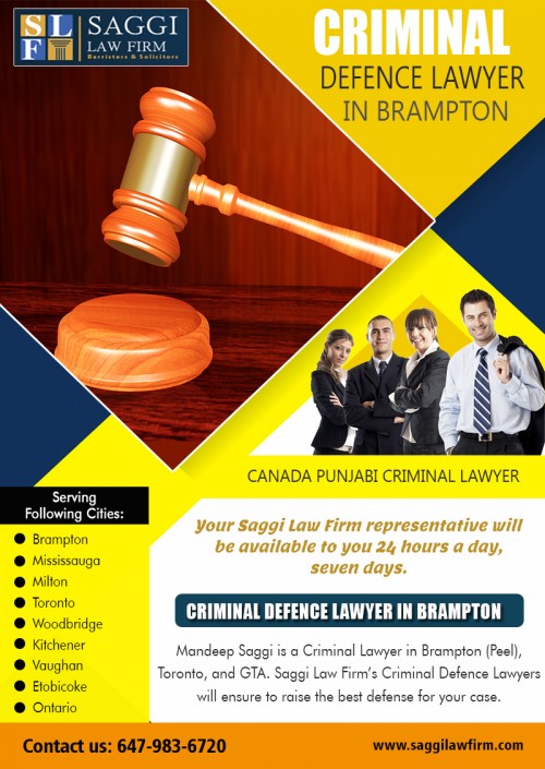 Benefits Of Using An Experienced Criminal Defence Lawyer In Brampton at http://saggilawfirm.com/

Service us 
Punjabi Criminal Lawyer in brampton			
Canada Punjabi Criminal Lawyer 
Criminal Lawyer Practicing in Brampton			
Experienced Brampton Criminal Lawyer

The cases which the lawyer has already handled may not be identical to the one which a client wants them to deal with them. The client has a much more complicated and intriguing case to solve, the best option is to choose the person who may not be as successful as the others, but can judge it accurately and make out the underlying pros and cons at the very first instance. However, the Criminal Defence Law Firm In Brampton must be willing to take it up with seriousness and utmost dedication and can present it in a manner so that the different aspects of the case get accentuated, and the statements prove to be impactful and transparent, thus making it easy for the judge to understand. 

Contact us
2250 Bovaird Drive East,suite #206, Brampton, ON L6R 0W3, Canada
PHONE- +1 647-983-6720

Find us 
https://goo.gl/maps/BEXyULTvFA82

Social 
https://plus.google.com/114699793920286709853
https://www.reddit.com/user/bestcriminallawyerne/
https://en.gravatar.com/criminallawyerbramptonsaggilawfirm
https://bestcriminallawyernearme.weebly.com/
https://topcriminaldefenseattorneynearme.tumblr.com/