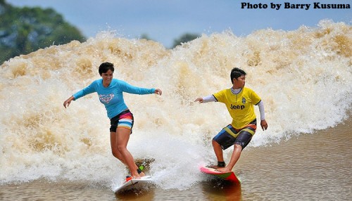 Surfing in Kampar River - Riau, Indonesia