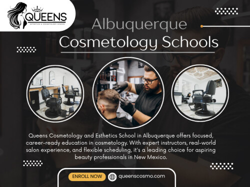Building a successful career in cosmetology doesn’t happen overnight. Give yourself time to grow and improve your skills.

Graduating from Albuquerque Cosmetology Schools is just the beginning of an exciting journey. By building your network, creating an impressive portfolio, gaining experience, and staying committed to learning, you’ll be well on your way to launching a successful career as a cosmetologist.

Official Website: https://queenscosmo.com/

Queens Cosmetology and Esthetics School

Address: 9405 Menaul Blvd NE, Albuquerque, New Mexico 87112 
Phone: +15052258642
Email: queenscosmoschool@gmail.com
Find Us On Google Map: https://maps.app.goo.gl/pqmvqFL8v2PUoBnCA

Our Profile: https://site.pictures/queenscosmo

See More:

https://is.gd/8Ky0cp
https://is.gd/sQXeeh
https://is.gd/YgOfXu
https://is.gd/SrJ8XG