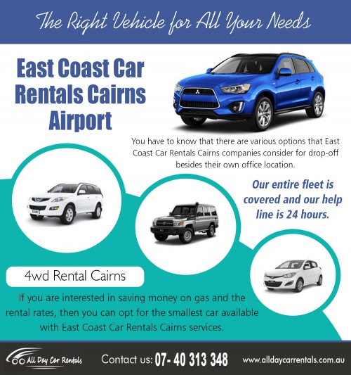 East coast car rentals cairns airport with reliable and affordable services at http://alldaycarrentals.com.au/east-coast-car-rentals-cairns/

Find Us:

https://goo.gl/maps/n5dGnrvQzc42

East coast car rentals cairns airport is the starting point for superb holidays where a range of exciting tourist spots, restaurants and beaches are waiting for you. The flexibility of hiring affordable car hire in Cairns will surely add a lot of value to your experience. There are many places to visit.

Deals in:

east coast car rentals cairns airport
7 & 8 seater car rental cairns
4wd car hire cairns 
4wd rental cairns  
four wheel drive hire cairns
 
Address:

135 Lake St, Cairns City 
QLD 4870, Australia

Business name  - All Day Car Rentals
Call Us   -  +61 740 313 348 , 1800 707 000
Email   -  info@alldaycarrentals.com.au

Also Visit at:

http://frippo.com/all-day-car-rentals/5103.html
https://vimore.org/watch/ZTF20GOWFlA/hire-car-cairns/
http://www.routeandgo.net/place/5204453/australia/all-day-car-rentals
https://klout.com/#/hirecarcairns
https://iwebchk.com/reports/view/alldaycarrentals.com.au
http://carrentalcairns.soup.io/
http://www.pofex.com/alldaycarrentals.com.au/

Connect with us:

https://www.facebook.com/alldaycar/
https://www.instagram.com/saraincairns/
https://twitter.com/hirecarcairns
https://www.pinterest.com/saraincairns/
https://plus.google.com/110138089316599555676
https://www.youtube.com/channel/UCBh3Pb4TG6lSQ2fWtltQHmA
https://www.flickr.com/photos/carhirecairns/