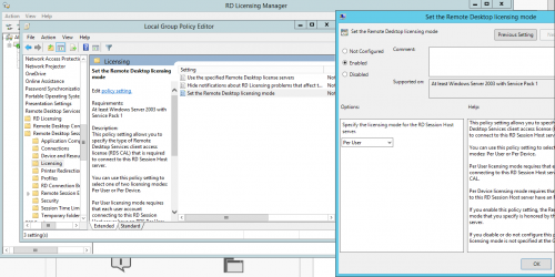 Windows Server • Group Policy - Set the Remote Desktop licensing mode