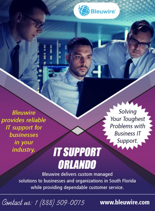 Improving IT Support Orlando to Meet Growing IT Needs at https://bleuwire.com/it-support-orlando/

The practice has led to IT Support Orlando being considered vital to detect and prevent potential threats concerning business continuity planning. The procedure has resulted in high availability of business-critical functions at all times translating into higher productivity. Systems like anti-virus, anti-spyware, password management, server authentication, and firewalls among others have led to safe and secure networking. Data confidentiality is maintained at a high level of vital for corporate businesses.

Social : 
https://soundcloud.com/bleuwireitservices/
https://sites.google.com/view/bleuwire/home
https://www.youtube.com/channel/UCDxk0ANoWjMGRtzTu-L9qpw
http://miamiitservices.yooco.org/

IT Solutions Miami

10990 NW 138th St, STE 10
Hialeah, FL 33018
Phone : +1 (888) 509-0075
Email: info@bleuwire.com
Working Hours : Monday to Friday : 8:00 AM to 6:00 PM