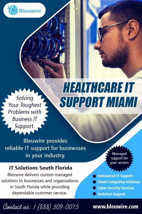 Get the results you need with it solutions in Miami Fl at https://bleuwire.com/Healthcare-IT-Support-Miami/

IT services Miami refers to the application of business and technical expertise to enable organizations in the creation, management, and optimization of or access to information and business processes. The healthcare IT support miami market can be segmented by the type of skills that are employed to deliver the service (design, build, run). There are also different categories of service: business process services, application services, and infrastructure services.

Social : 
https://followus.com/bleuwireITServices
https://bleuwire.contently.com/
https://en.gravatar.com/bleuwireitservices

IT Solutions Miami

8567 Coralway #465
Miami, Florida 33155,USA
Phone : +1 (888) 509-0075
Email: info@bleuwire.com
Working Hours : Monday to Friday : 8:00 AM to 6:00 PM