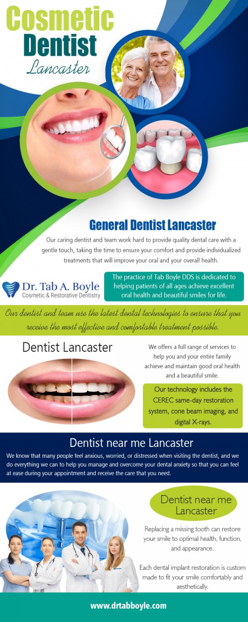 Cosmetic Dentist Lancaster - Your Partner For That Perfect Smile At https://www.drtabboyle.com/

Find Us: https://goo.gl/maps/tvTG3ndiFEE2

Deals in .....

Dentist Lancaster
Cosmetic Dentist Lancaster
Veneers Lancaster
General Dentist Lancaster
Teeth whitening Lancaster
Dentist Near Me Lancaster
Invisalign Lancaster

As the cosmetic dentistry industry is overgrowing, it is likely that you will see new dentists popping up from time to time. Looking for a well qualified Cosmetic Dentist, Lancaster is far more important than looking for a cheap dentist. A good dentist will continue with their professional development throughout their career, meaning that they can build up a vast knowledge bank of different techniques and procedures. Finding a well-trained dentist is essential if you want to see stunning results.

44950 Valley Central Way Suite (1-107)
Lancaster, CA 93536
661-940-6350

Social---

https://www.youtube.com/channel/UCI0nd8wYRktYYiqnDtgDmKg
https://en.gravatar.com/teethwhiteninglancaster
https://padlet.com/CosmeticDentistLancaster
https://snapguide.com/invisalign-lancaster