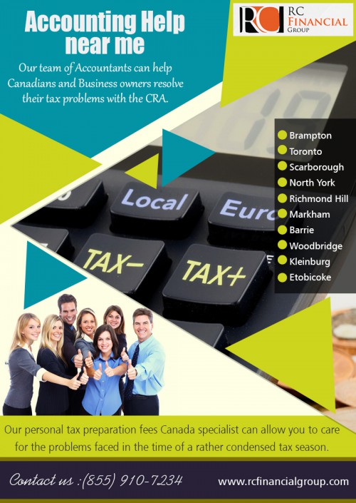 Tax Accountant Help You With Tax Planning  at https://rcfinancialgroup.com/cost-to-get-your-taxes-done/

Service us
accounting help near me
small business tax accountant near me
personal accountant near me
estate tax accountant near me
recommended accountants near me

To run a successful entity, you need to put a few factors into consideration to ensure that everything falls in place. One of the most important things is how money is handled. If you don't know how to ensure that all the figures work out right, it is time to hire a professional accountant who will help you out. This helps to give you peace of mind and you are able to focus on others areas of the organization to maximize on profits. The professional can also helps to deal with the business tax so that you don't fall into the wrong arms of the law.

Contact us
Addess:-1290 Eglinton Ave E, Mississauga, ON L4W 1K8, Canada
PHONE:-(855) 910-7234
Email:- info@rcfinancialgroup.com

Find us
https://goo.gl/maps/kqNW1d6T3fC2

Social
https://twitter.com/rcfinancialgrp
https://www.thinglink.com/vaughanaccount
http://www.facecool.com/profile/TorontoTaxAccountant
https://dashburst.com/rcfinancialgrp
https://www.plurk.com/Etobicokeaccount