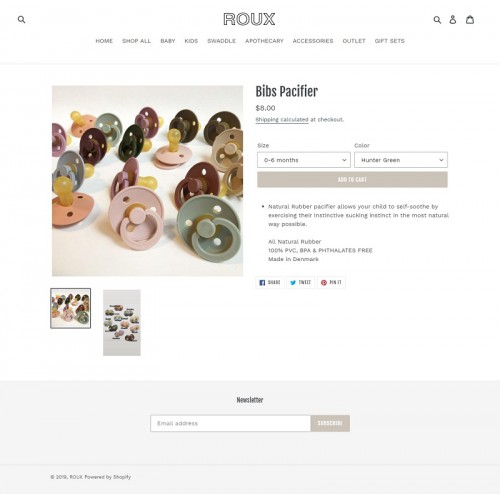 We offer online Bibs pacifier at Shop roux. Natural Rubber pacifier allows your child to self-soothe by exercising their instinctive sucking instinct in the most natural way possible.

Visit here:- https://shoproux.com/products/bibs-pacifier