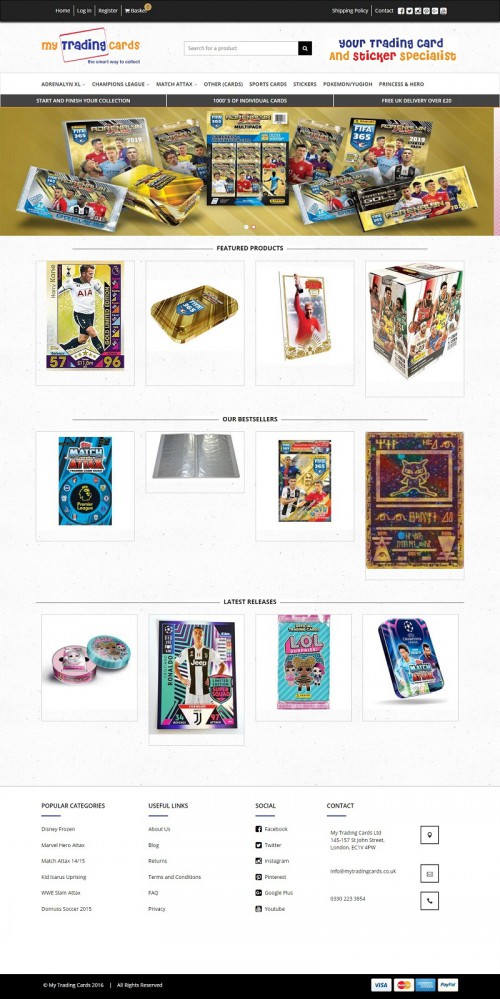You will find all the latest Match Attax, Pokemon, Yu Gi Oh merchandise and single cards and more at My Trading Cards.
Visit here:-https://www.mytradingcards.co.uk/