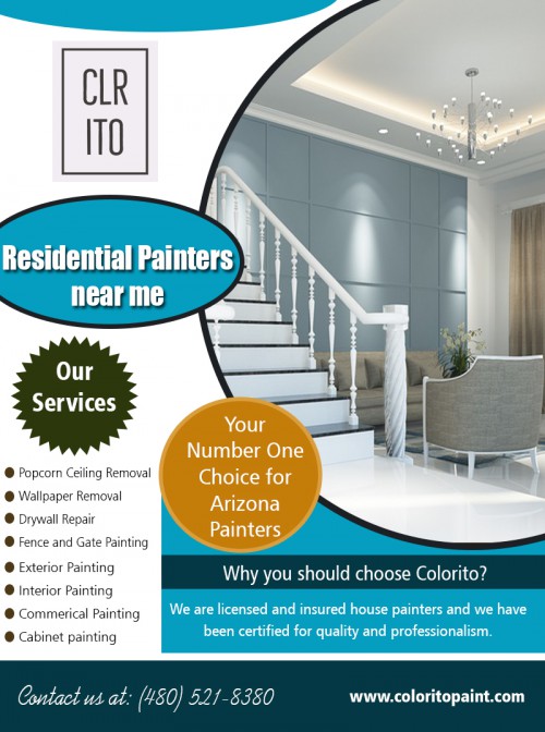 Get free estimates Arizona painting company prices offered by a licensed contractor at https://coloritopaint.com/arizona-painting-company-cost/

Service:
arizona painting company prices

Find here:
https://goo.gl/maps/9fWs5k9EACq

Surely the firm is not an ordinary one. Since it has so much to offer and choose from, the company excels in being the most wanted one regarding painting assignments. Everything is done keeping in mind customer preference and satisfaction. One’s home is a personal space and requires the best attention. Therefore choosing the right and perfect color is mandatory. With the cost to paint the exterior of a house in Arizona packages, no one can resist repainting their walls. 

Social:
https://www.find-us-here.com/businesses/Colorito-LLC-Mesa-Arizona-USA/32974959/
https://www.merchantcircle.com/colorito-mesa-az
https://www.yellowbot.com/user/ytxtqf
http://ebusinesspages.com/arizonapainters.user
https://www.1stophire.net/hire-directory/business-listing/united-states/colorito-llc/
http://www.expressbusinessdirectory.com/Companies/Colorito-LLC-C741280
https://www.a-zbusinessfinder.com/business-directory/Colorito-LLC-Mesa-Arizona-USA/32974989/
https://yupye.com/places/united-states/arizona/mesa/services/colorito-llc/

Contact:456 e Huber st, Mesa, Arizona 85203, USA
Phone: (480) 521-8380
Email: Support@coloritopaint.com
Hours of Operation: 7 am - 9pm