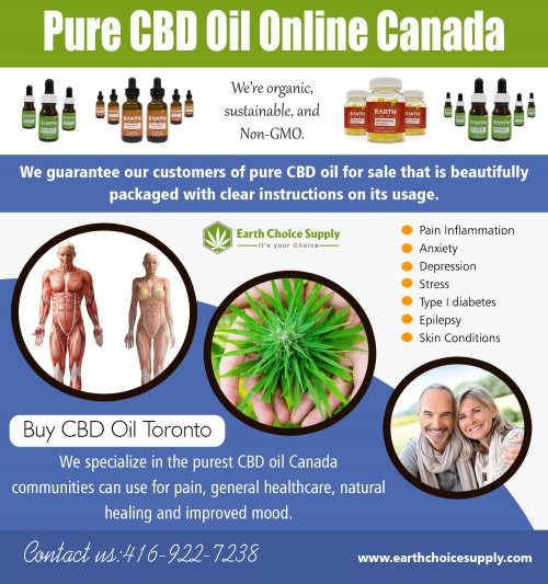 CBD E Juice Canada measure your doctor-recommended dosage AT https://earthchoicesupply.com/blogs/blogs/pure-cbd-oil-for-sale
Find us On Map : https://www.yelp.com/biz/earth-choice-supply-cbd-oil-canada-toronto
A lot of clinical researches additionally has been performed formerly to discover how CBD oil advantages could aid individuals with conquering anxiousness. Cannabidiol (CBD) oil is an item that's stemmed from marijuana. It's a kind of cannabinoid, which are the chemicals generally located in cannabis plants. Although it originates from cannabis plants, CBD does not produce a "high" result or any drunkenness that's brought on by one more cannabinoid, called THC. Discover the stores that market Pure CBD Oil Online Canada.
Social :
https://padlet.com/earthchoicesupply
https://uniquethis.com/profile/earthchoicesupp
https://www.scoop.it/u/earth-choice-supply

Address: 250 Yonge Street, Suite 2201, Toronto M5B2L7 , Canada
General Inqueries: 416-922-7238
Email : info@earthchoicesupply.com