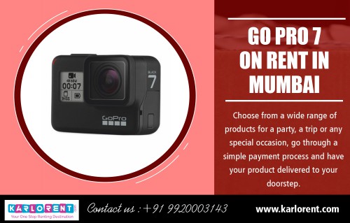 Go pro 7 on rent in Mumbai with a variety of mounts at https://karlorent.com/go-pro/go-pro-hero-7-bangalore-mumbai

Rent GoPro Hero 7 in Mumbai with brand new condition at lowest rate.  We also provide Free 64 GB card, 3 batteries, charging dock and all the accessories along with the camera. Rent it from Karlorent.com for the best deal