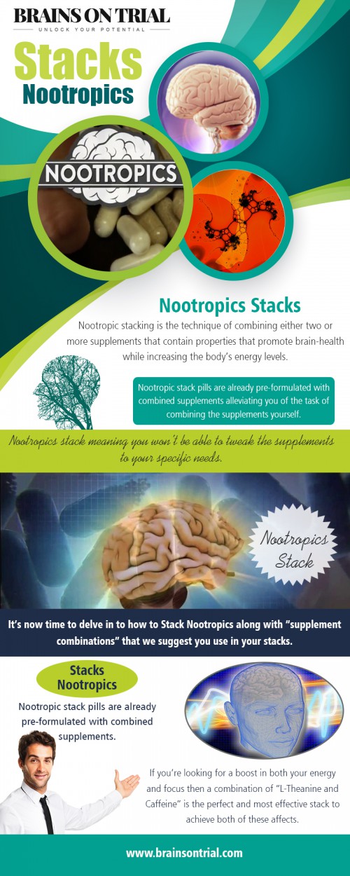 Stacks nootropics supplements benefit brain functions at https://brainsontrial.com/

DHA and EPA are extremely helpful in protecting the heart, brain and overall they are just right for you. And the good thing is they are abundantly found in mind. More than half of the brain is made up of fats which are primarily DHA. DHA helps with the transmission of your neural signals they play a significant role in keeping the brain functioning properly at all times. With the proper balance of DHA in your brain it will help with clarity, depression, and anxiety. Stacks nootropics will help you feel happier and in a much better mood.

My Social :
http://www.alternion.com/users/brainonpills/
https://stacknootropics.wordpress.com/
http://www.apsense.com/brand/BrainsOnTrial
https://snapguide.com/best-nootropics/

Brains On Trial

Email : admin@brainsontrial.com

Best Nootropics
Best Stacks Nootropics
Brain Pill
Nootropic Stacks
Stacks Nootropics