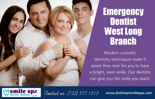 Save Your Smile With an Emergency Dentist in West Long Branch at https://www.drsilmansmilespa.com/

Visit : https://www.drsilmansmilespa.com/contact-us/west-long-branch/ 

Find Us : https://goo.gl/maps/isLdX9mvXEG2 

The one thing that we all agree on when it comes to abscessed teeth is that they are no fun! It can be a nightmarish problem. It gets compounded when it strikes all of a sudden, and you can't go to a doctor to get it fixed. This is where an emergency dentist can help you out. Emergency Dentist in West Long Branch is available round the clock to fix your problem. An emergency dentist can make the pain go away permanently so that you can get back to work. An emergency dentist can take care of all your dental problems, like toothaches, excessive bleeding due to tooth extraction, or even a swollen face.

Call : 732 222 0021 
Email : drsilmannj@gmail.com 

Social Links : 

https://twitter.com/dentistwestlong 
https://www.facebook.com/Doctor-Silman-Smile-Spa-1408206976099245/ 
https://www.pinterest.com/drsilmansmilespa/ 
https://www.instagram.com/dentistnewwestlongbranch/ 
https://www.youtube.com/channel/UCGtxCo9HRv5rTm-tWMkYnww 
https://www.flickr.com/people/dentistnewwestlongbranch/