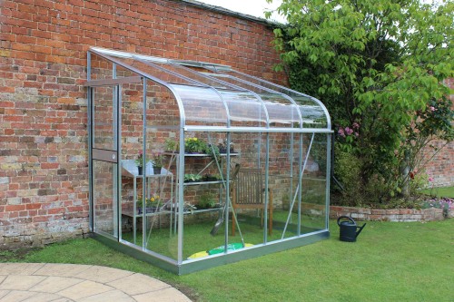 Halls Silverline Silver 6x8 Lean to Greenhouse With Toughened Glazing