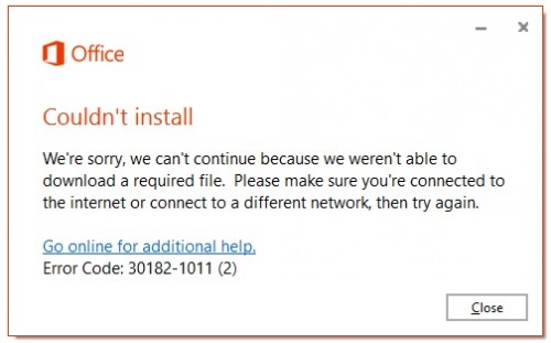 This error code is known when you try to install different Microsoft Office licenses into the same system (e.g. Non-profit license or OEM license and you're installing Retail license or Office 365 subscription-based license) – Basically you cannot mix varies types of license in one system.