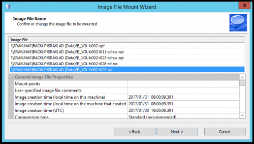 StorageCraft ShadowProtect: Confirm or change the image file to be mounted (3/6)