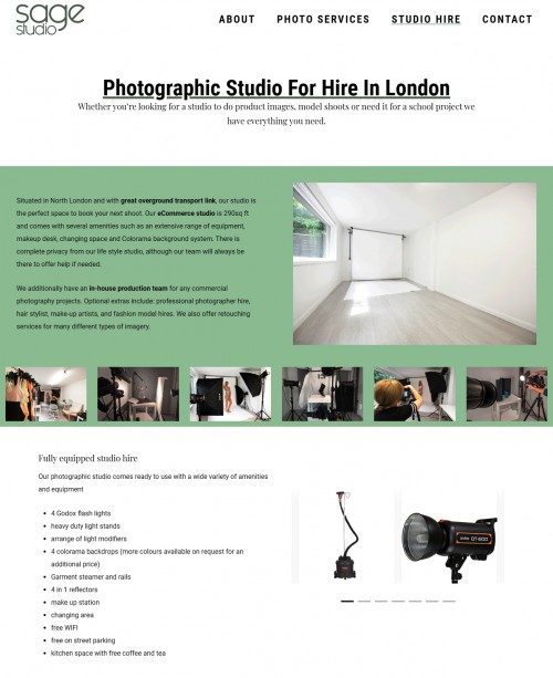 Our ecommerce photographic studio comes with several amenities such as an extensive range of equipment, makeup desk, changing space and Colorama background. 

Read More:- https://www.sagestudio.co.uk/photographic-studio-hire-london/

Sage Studio is a premium photographic and retouching agency based in London. We offer our expertise across the fields of fashion, e-commerce and product photography, working closely with models, makeup artists, hair stylists and artists. Founded by creatives, Sage Studio increases online sales, producing inspiring images that respect and emphasise your brand identity. Our professional growth passes through fashion, design and business people, where every campaign is the sum of our and your ideas and the goal is the creation of stunning visual contents to resonate across the internet.Fast, reliable and trustable, Sage Studio partners with a vast array of customers from all industries, from fashion to product, and everything in between. No job is the same, and we love to hand craft every single project from the initial brain-stormings and sketches, offering every time a different and distinguishing product. Whether our client is a one-man-band or an established business, we put the same amount of effort and loyalty on each project. Only our goal is the same: create something stunning!

#ghostmannequinphotographylondon #ghostmannequin #mannequinphotography #fashionphotographystudiolondon #ghostmannequinphotography #packshotphotographylondon #ecommercephotographylondon #ecommercephotographystudio #productphotographylondon #studiohirenorthlondon #photostudiohirelondon