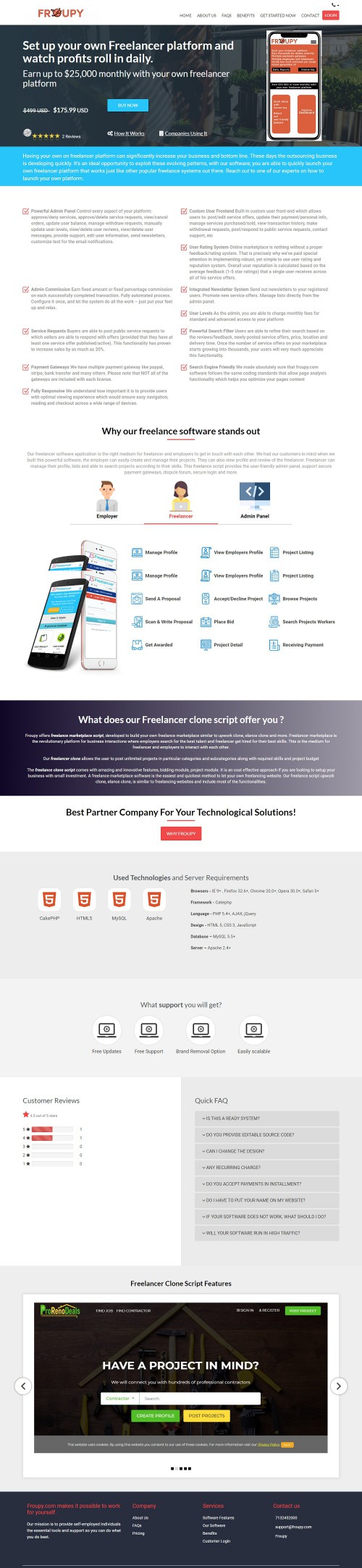 Froupy- Setup your own freelancer platform, freelancer clone, freelancer clone script. fiverr clone script, Best freelancer bidding script and make money as a freelancer.

https://froupy.com/ 

Founded in 2010, Froupy.com is a software development company based in San Antonio, Texas. We employ over 120 dedicated employees all across the world. Our mission is to provide businesses with quality software to create high-quality, scalable software solutions that meet and exceed your company's needs. At Froupy.com, we utilize specialized teams in order to provide our clients with the best service and product. Each team operates like their own SWAT unit - they are highly trained, work together efficiently, and have expert insight into their area of specialization. Through this team structure, we can make sure that the right team is working on the right project. This allows us to effectively execute on ideas and offer the highest quality product to our clients.

#freelancerclone #freelancerclonescript #freelancemarketplacescript #upworkclonescript #fiverrclonescript #freelancerbiddingscript #makemoneyasafreelancer #DevelopaFreelanceMarketplace #SetupyourownFreelancerplatform #ownfreelancerplatform #freelancersoftwareapplication #BestFreelancerclonescript #Bestfreelancemarketplacescript #FreelancerCloneScriptFeatures #selfemployedFreelancer #BestFreelancerSoftware #softwaredevelopmentcompanySanAntonio #UpworkCloneSoftware #ElanceCloneSoftware #freelancerbiddingscriptonline