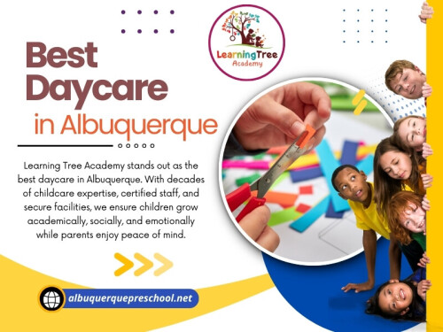 Choosing the right daycare for your child is one of the most significant decisions a parent can make. In a city like Albuquerque, where many families seek reliable care while balancing work and personal responsibilities, the demand for high-quality daycare centers is ever-growing. But what truly makes a daycare stand out as the best daycare in Albuquerque? Understanding the essential factors can help parents make an informed choice that sets the foundation for their child’s early growth and development.

Learning Tree Academy
Address: 3615 Candelaria Rd NE, Albuquerque, NM 87110, United States
Phone: +1-505-888-1668

Google Map: http://goo.gl/maps/sXHaNYEYyPwfkx4KA

More Links:
https://allmyfaves.com/albuquerquepreschool
https://www.reverbnation.com/albuquerquepreschool
https://www.ted.com/profiles/32416798/about