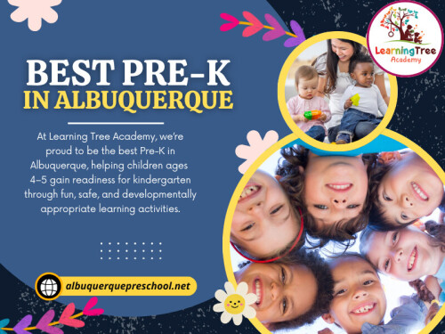 Investing in early education is an investment in your child’s future. The sooner you enroll, the better prepared they will be for the challenges and excitement of formal schooling. Choosing Learning Tree Academy, the best Pre-K in Albuquerque ensures your child develops a love for learning, strong social bonds, and the confidence to thrive academically.

Learning Tree Academy
Address: 3615 Candelaria Rd NE, Albuquerque, NM 87110, United States
Phone: +1-505-888-1668

Google Map: http://goo.gl/maps/sXHaNYEYyPwfkx4KA