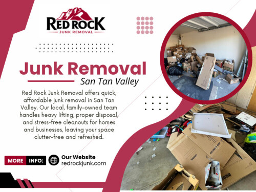 When people think of junk removal, they often picture overflowing garages or dusty old furniture getting tossed to the curb. Junk Removal in San Tan Valley, junk removal goes far beyond appearances. It’s not just about making your property look tidy — it’s about protecting your investment, boosting your home’s value, and even helping your community thrive.

Red Rock Junk Removal
Address: 2847 E Morenci Rd, San Tan Valley, AZ 85143, United States
Phone: (480) 400-7763

Google Map: https://maps.app.goo.gl/ag7caRTam65DwqYy7

Read Our Blogs:
https://redrockjunk.wordpress.com
https://redrockjunk.wixsite.com/redrockjunk/
https://redrockjunkmesa.medium.com

More Links:
https://c8ke.com/junkremovalmesa
https://speakerdeck.com/redrockjunkaz
https://dzone.com/users/5296901/redrockjunk.html