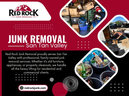 Clean, clutter-free homes uplift the whole block. When one property becomes a dumping ground, it often encourages others to do the same — creating a domino effect of visual decline. By maintaining professional junk removal in San Tan Valley, you’re not just helping yourself — you're improving San Tan Valley’s overall aesthetic and desirability. That can boost local pride and even raise property values in your neighborhood.

Red Rock Junk Removal
Address: 2847 E Morenci Rd, San Tan Valley, AZ 85143, United States
Phone: (480) 400-7763

Google Map: https://maps.app.goo.gl/ag7caRTam65DwqYy7

Read Our Blogs:
https://redrockjunk.wixsite.com/redrockjunk/
https://redrockjunkmesa.medium.com
https://redrockjunk.weebly.com

More Links:
https://beacons.ai/junkremovalmesa
https://list.ly/redrockjunkmesa/lists
https://speakerdeck.com/redrockjunkaz