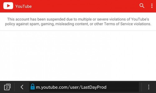 Akun YouTube LASTDAY Production kena blokir