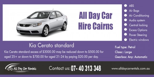 Our Website : http://alldaycarrentals.com.au/
Reading the terms of cars rental agreements appear to be rather apparent however not everybody take the time to in fact comprehend them. In some cases, we are surprised by surprise costs or shock costs. You could also obtain an affordable All Day Car Hire Cairns rental price if you book for longer durations. If you know that you will require a rental solution for a variety of days, after that you must already schedule the desired car for the entire duration. Booking by the day can lead you to an extra costly built up car lease amount. 
More Links : https://www.merchantcircle.com/blogs/all-day-car-rentals-akron-mi/2018/3/Rent-A-Car-Near-Me-Cheap/1440919
https://medium.com/@Saraincairns/cheaper-car-rental-cairns-222e540ac3ff
http://hirecarcairns.vidmeup.com/rent-a-car-near-me-cheap