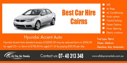 Our Website : http://alldaycarrentals.com.au/
Using Best Car Hire Cairns can save you a lot of money because you do not have to worry about maintaining your car and protecting it from wear and tear. It can also boost your confidence to a level where you can do almost anything - seal an important business deal, win over new customers, or simply be an inspiration to other people. The peace of mind you can get out of using rented cars is also priceless. Even if you have already invested in your own car, you can still get a lot of benefits from renting and you can reserve your car for a special date or family vacation.
More Links : http://rentcarcairns.angelfire.com/rent-a-car-near-me-cheap.html
https://saraincairns.wixsite.com/-car-hire-cairns/rent-a-car-near-me-cheap
http://carhirecairns.wikidot.com/