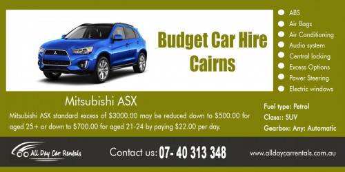 Our Website : http://alldaycarrentals.com.au/budget-car-rental-cairns/
We are always looking for the best bargain. Even when we need to Budget Car Hire Cairns, we are always searching for deals or special offers that would allow us to get the best car and quality of service at the cheapest price. If you are soon going to travel and spend a weekend or holiday vacation with family and friends, you need to make sure that you will be getting the best deal in the market. This is not just to ensure that you do not have to worry about a single thing on the actual trip.
More Links : http://hirecarcairns.beep.com/
http://hirecarcairns.page.tl/hire-car-cairns.htm
http://cairnscarrental.edublogs.org/2018/01/25/carrentalcairns/