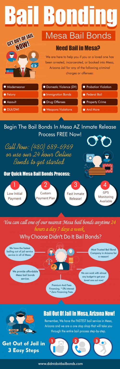Our Website: https://www.didntdoitbailbonds.com/
Bail Bonds can also be arranged for the defendant through a bail bondsman. In such a case, the defendant has to arrange for collateral to the bail bondsman wherein the bail bondsman guarantees to pay the court if the defendant does not appear for trial. Once all court appearances are completed, and the case is closed, the bail bond dissolves and the collateral placed is returned to the defendant.

Our Business Locations:
Phoenix Bail Bonds
Mesa Bail Bonds
Tucson Bail Bonds
Arizona Bail Bonds

Phoenix Office:
Didn’t Do It Bail Bonds
210 N 43rd Ave
Phoenix, AZ 85009
(602) 626-5214

My Profile : https://site.pictures/bailbondcompany
More Links: https://site.pictures/image/dQSfA
https://site.pictures/image/dQi1W
https://site.pictures/image/dQJV8