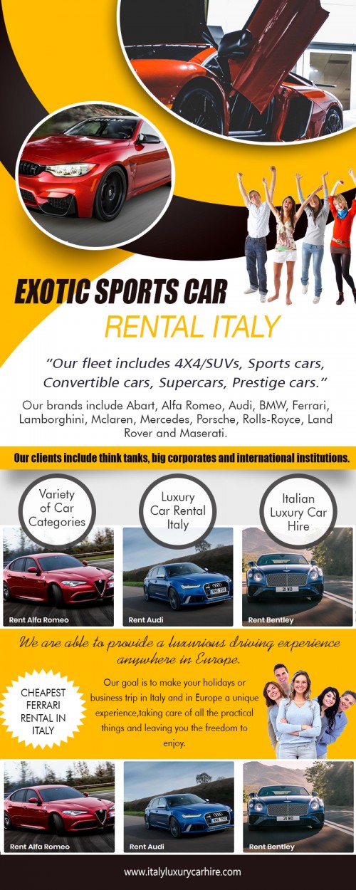 Our site : https://italyluxurycarhire.com/
There are opportunities available for you to rent a luxury car. Most of the major car rental companies have a wide range of Luxury vehicles. There are also several, private companies that specialize in renting nothing but Europe Luxury Car Hire. These places tend to only offer top of the range cars so they won't be cheap. Renting a luxury car is most likely going to cost you more than renting a standard car. The insurance will also be higher being that these cars are more valuable and more limited in their amount. However, by doing careful shopping and asking for discounts and special offers, it may not cost you your life's savings.
My social : https://twitter.com/luxurycar_hire 
More Links : https://kinja.com/maseratirentalcar
http://uid.me/hiresuv_italy
https://ello.co/hiresuvitaly