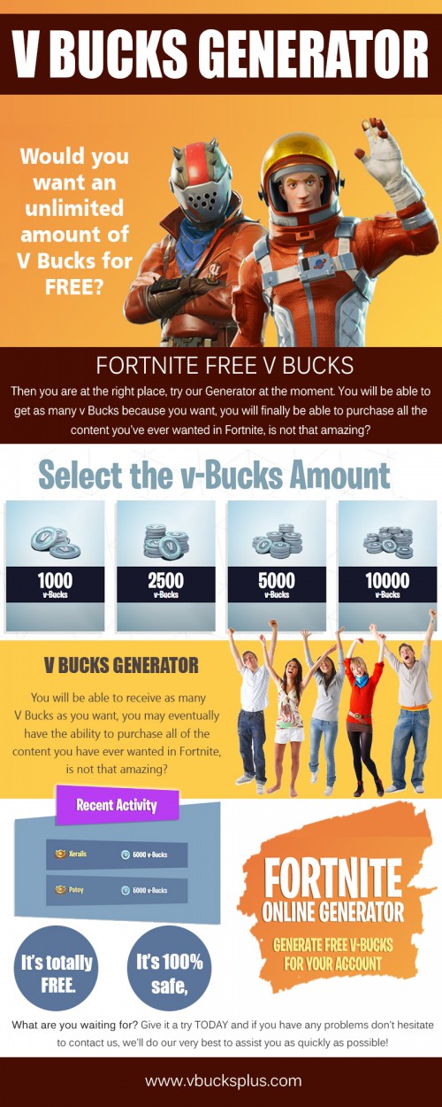 Our Website: http://www.vbucksplus.com/
Logging into the game each day is one of the easiest ways for you to get free vbucks, you don’t get given many but if you continue to do this over a long period of time then the in-game currency will start to accumulate. Daily quests is another way you can earn the money in the main Fortnite game, there is a broad range of different challenges that you can complete to earn free vbucks. 
My Profile: https://site.pictures/freevbucks
More Links: https://site.pictures/image/dnh1n
https://site.pictures/image/dnTkh
https://plus.google.com/114580291125895166404