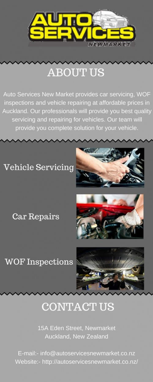 Auto Services provides car servicing, WOF inspections and vehicle repairing at affordable prices in Auckland. Our professionals will provide you best quality servicing and repairing for vehicles. Our team will provide you complete solution for your vehicle. Contact @ http://www.autoservices.nz/